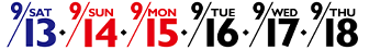 9/13 9/14 9/15 9/16 9/17 9/18