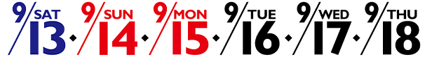 9/13 9/14 9/15 9/16 9/17 9/18