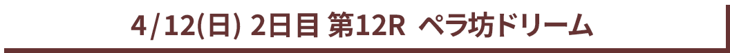 4/12(日) 2日目 第12R ペラ坊ドリーム