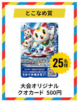 とこなめ賞 大会オリジナルクオカード 500円 25名様
