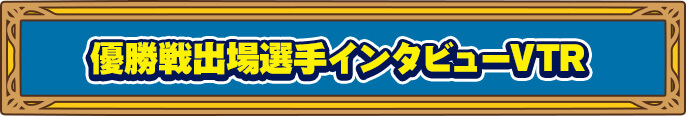 優勝戦出場選手インタビューVTR